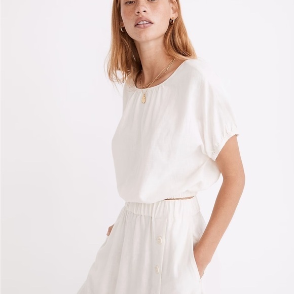 Madewell linen blend michele buble top lighthouse ivory - Picture 2 of 5